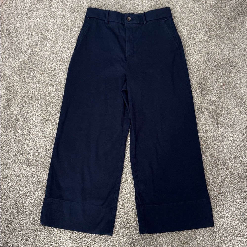 Spanx Women's Stretch Twill Cropped Wide Leg Pant in Navy - Picture 5 of 9